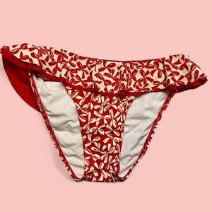 Freya S red and cream white bow bikini bottom